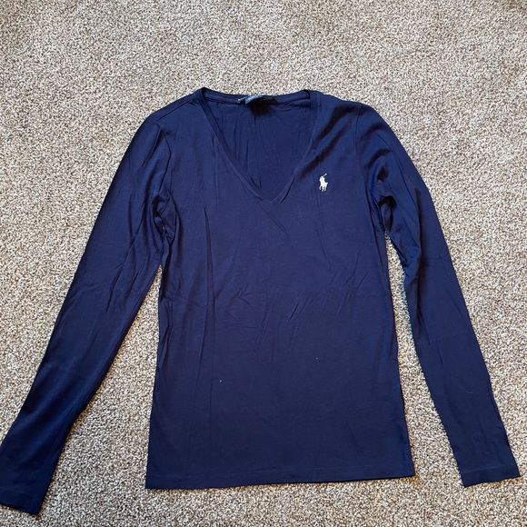 Ralph Lauren Tops - Ralph Lauren Sport Navy Long Sleeve Tee with White Logo Size Medium